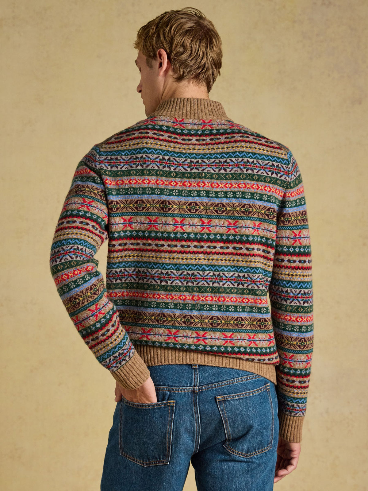 Wool Rich Fair Isle Quarter Zip Jumper - Multi