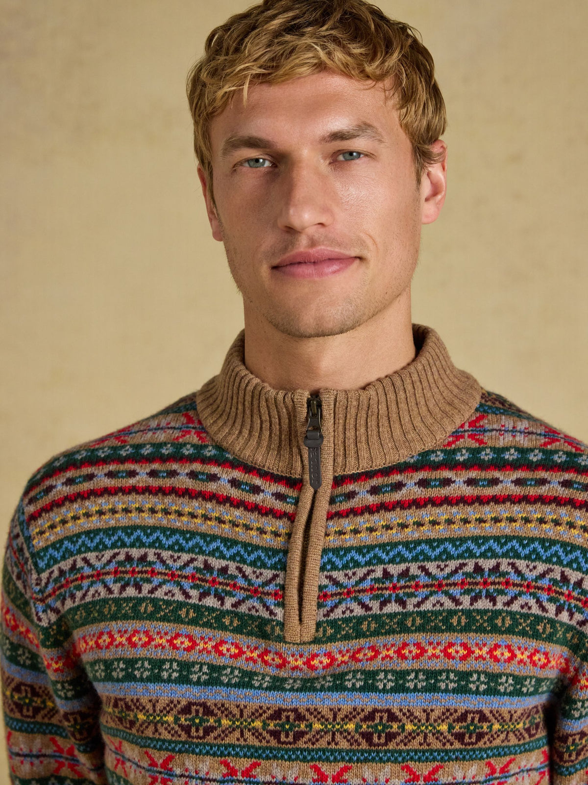 Wool Rich Fair Isle Quarter Zip Jumper - Multi
