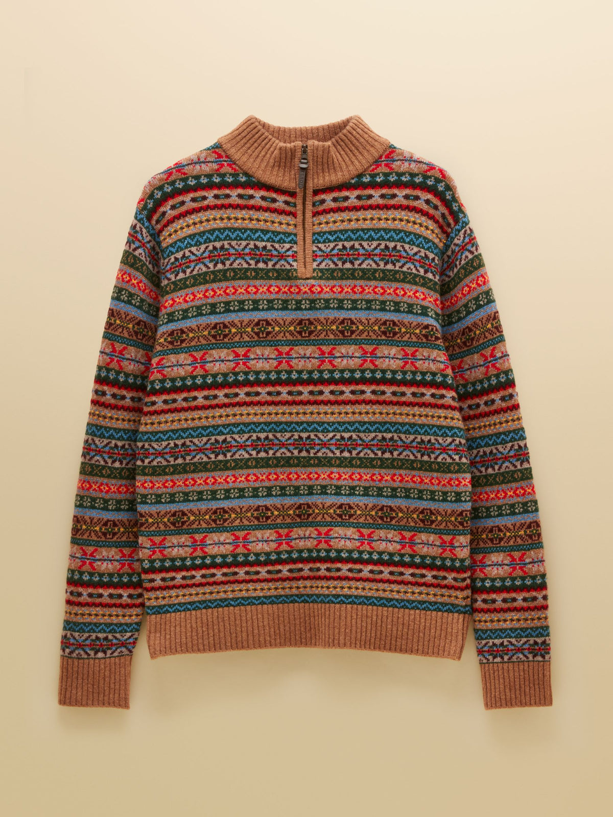 Wool Rich Fair Isle Quarter Zip Jumper - Multi