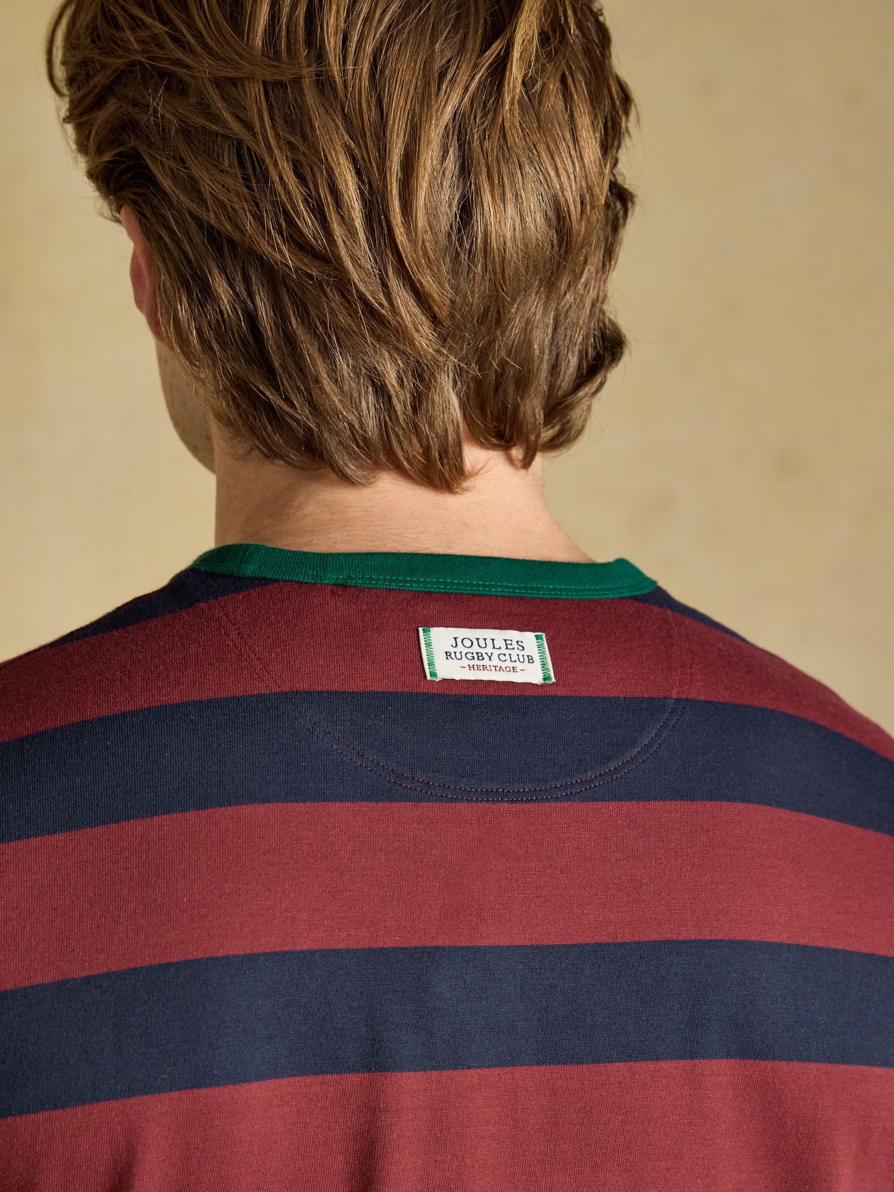 Rugby Club Navy & Red Striped Crew Neck Cotton T-Shirt