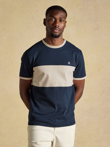 Rugby Club Navy Crew Neck Cotton T-Shirt
