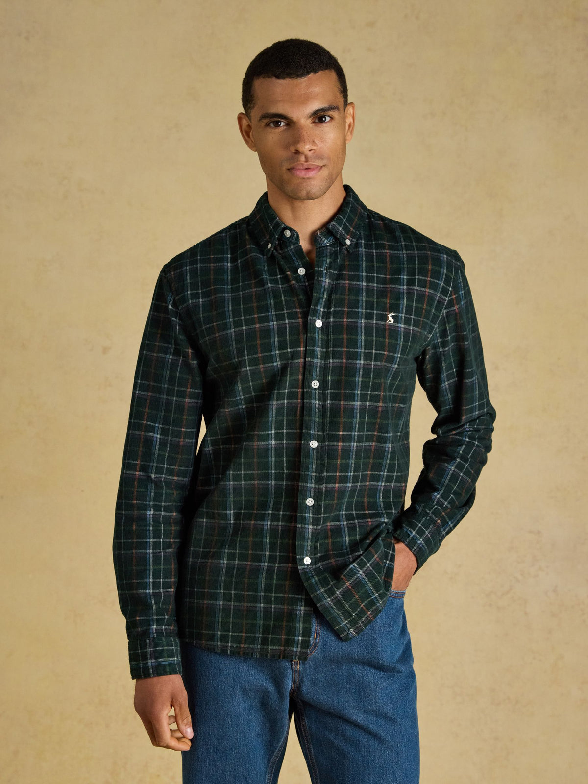 Cord Check Classic Fit Shirt - Green
