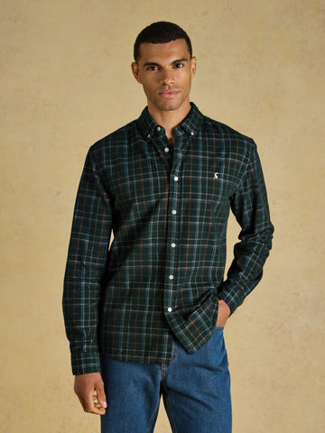 Cord Check Classic Fit Shirt - Green