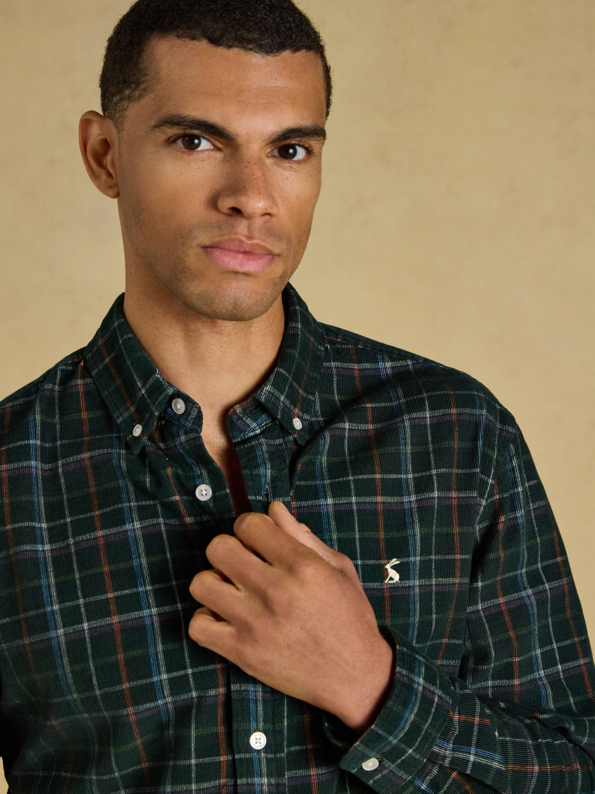 Cord Check Classic Fit Shirt - Green
