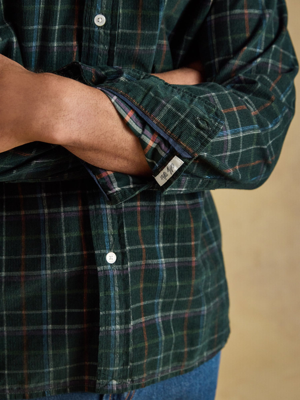 Cord Check Classic Fit Shirt - Green