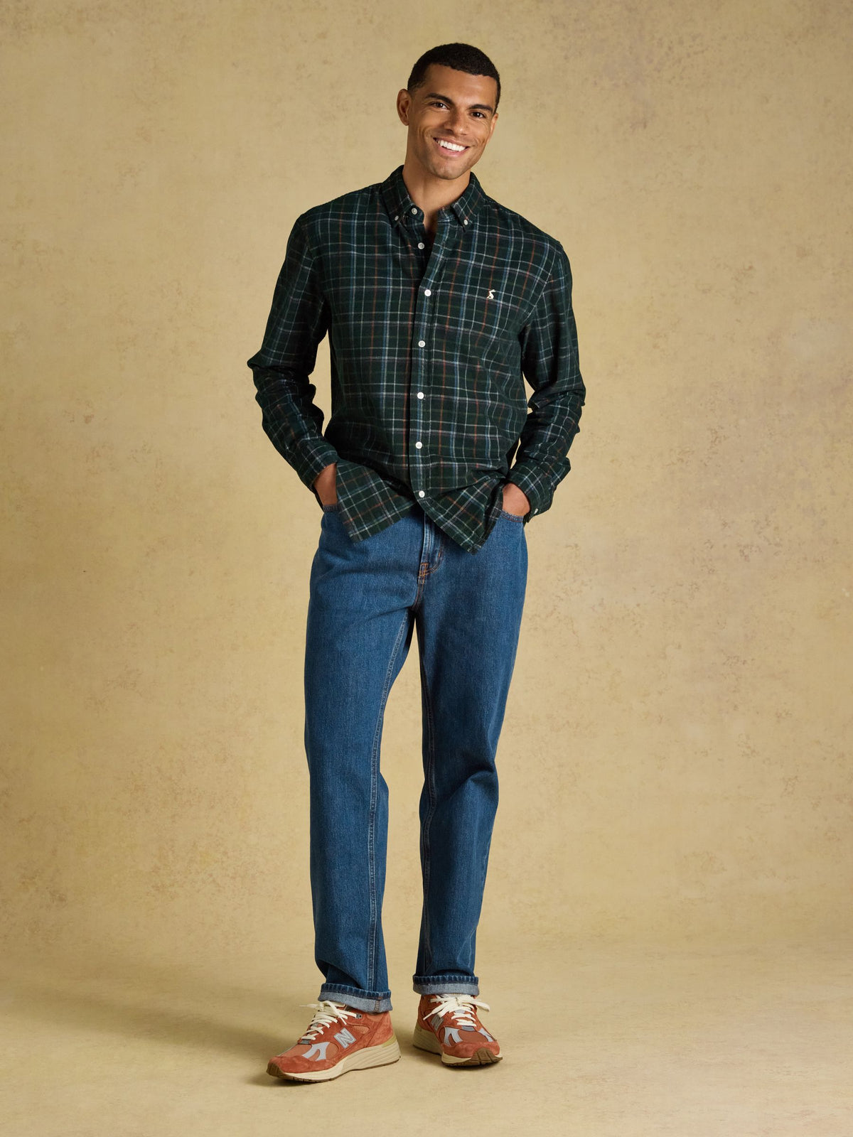 Cord Check Classic Fit Shirt - Green