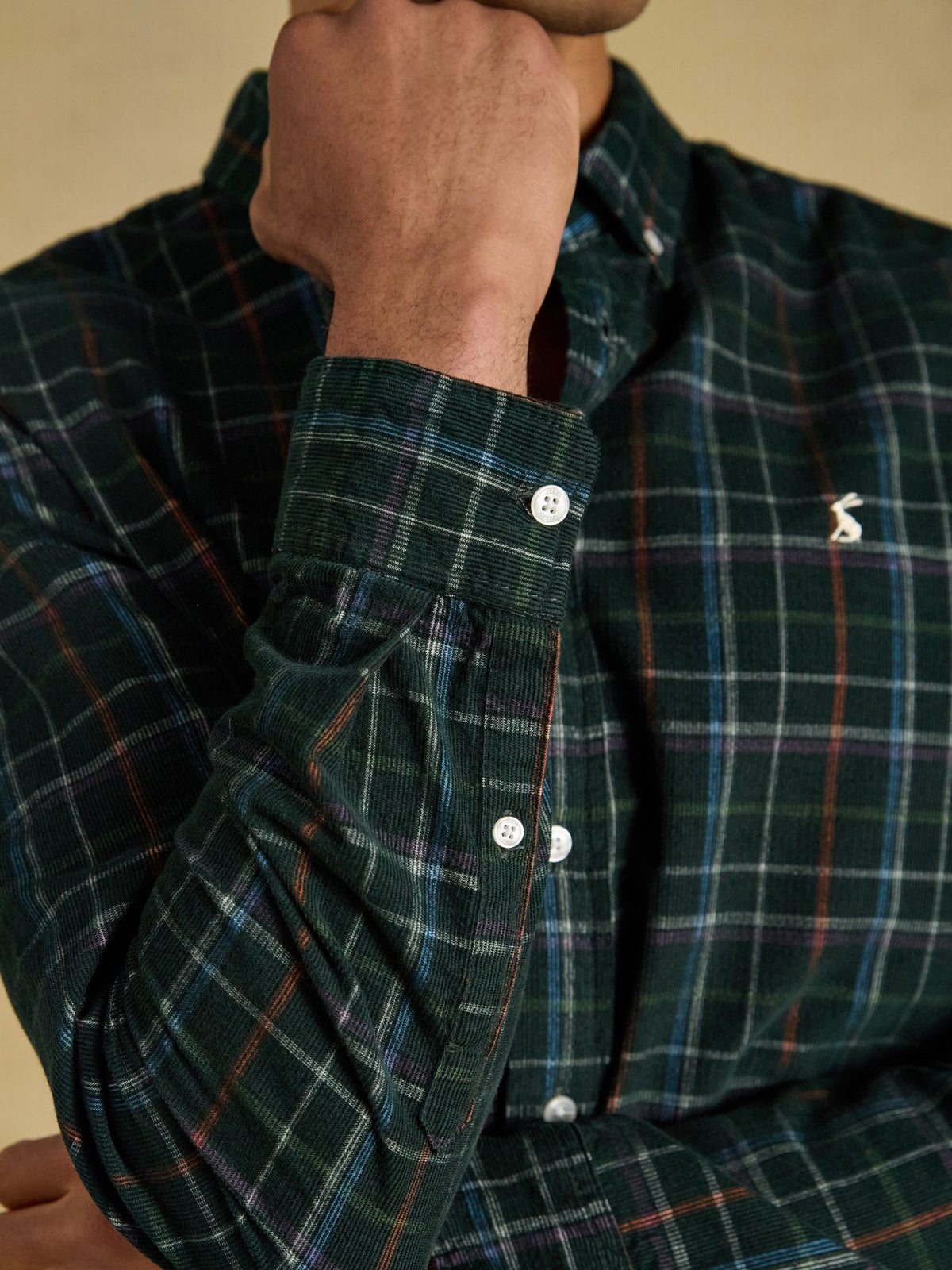 Cord Check Classic Fit Shirt - Green