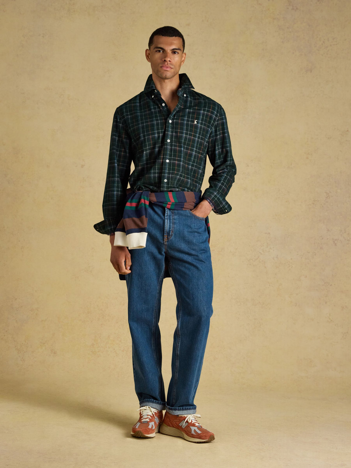 Cord Check Classic Fit Shirt - Green