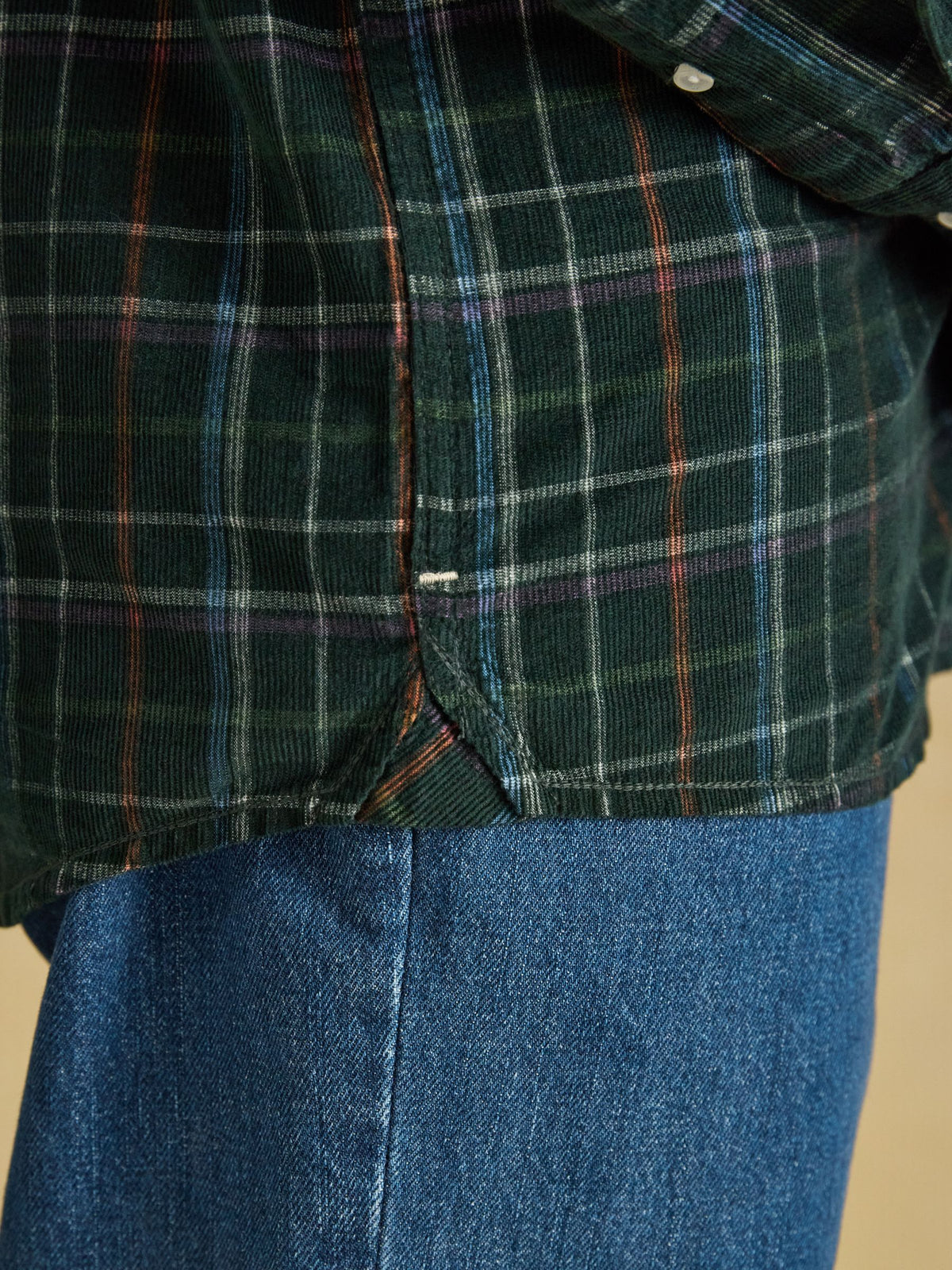 Cord Check Classic Fit Shirt - Green