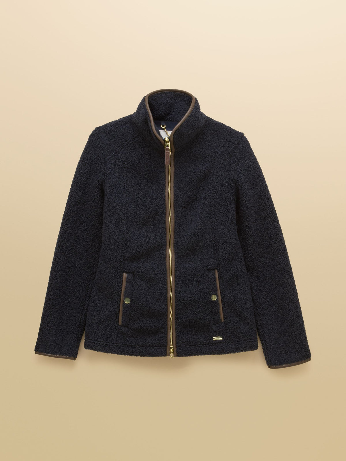 Regular Zip Through Borg Fleece - Navy