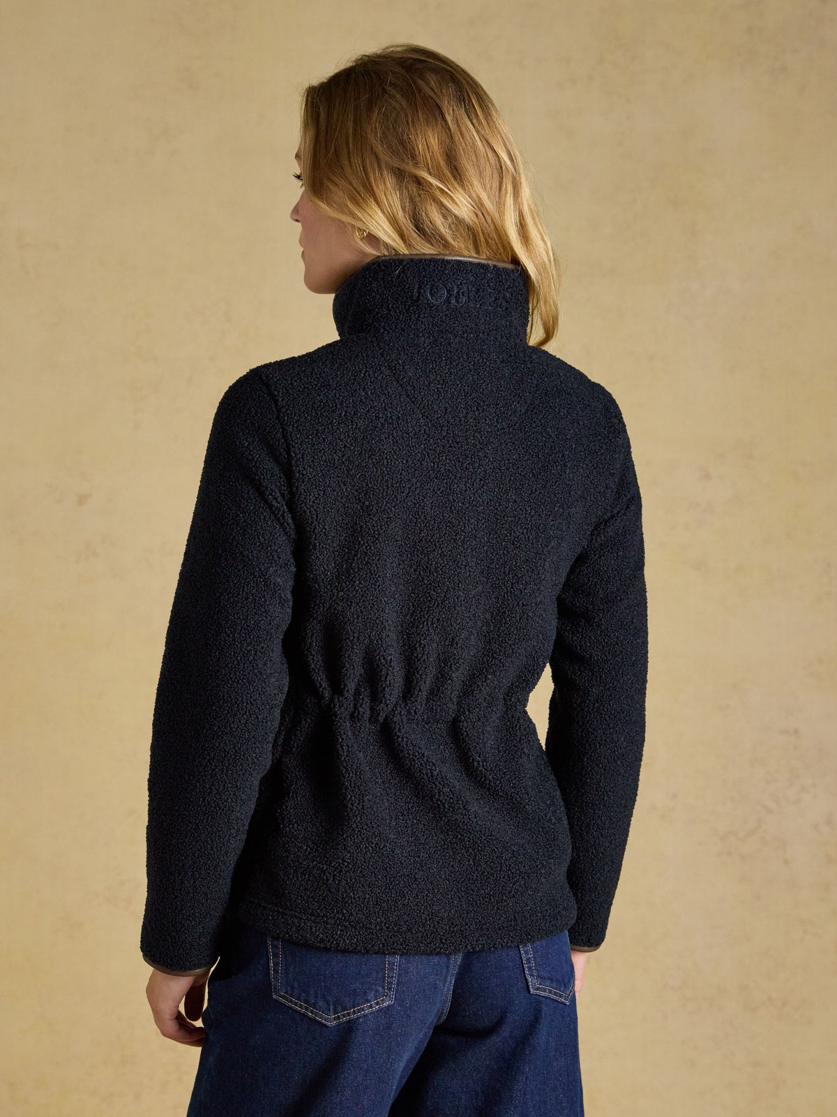 Regular Zip Through Borg Fleece - Navy