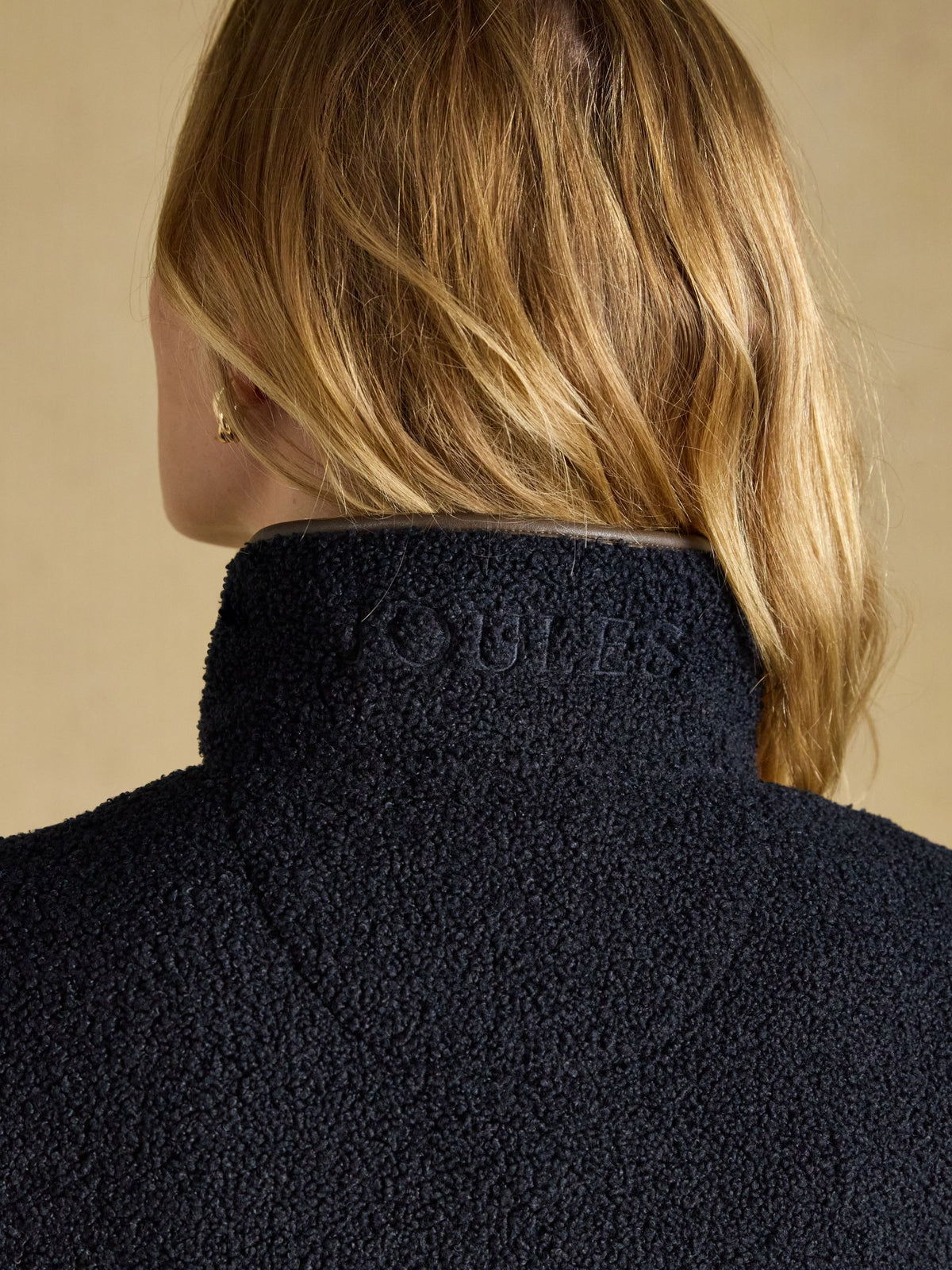 Regular Zip Through Borg Fleece - Navy