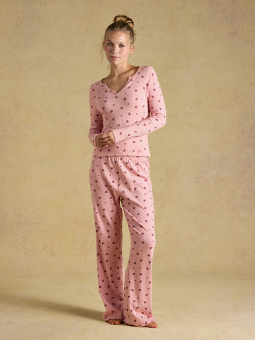 Printed Cotton Long Sleeve Pyjama Set - Pink Floral