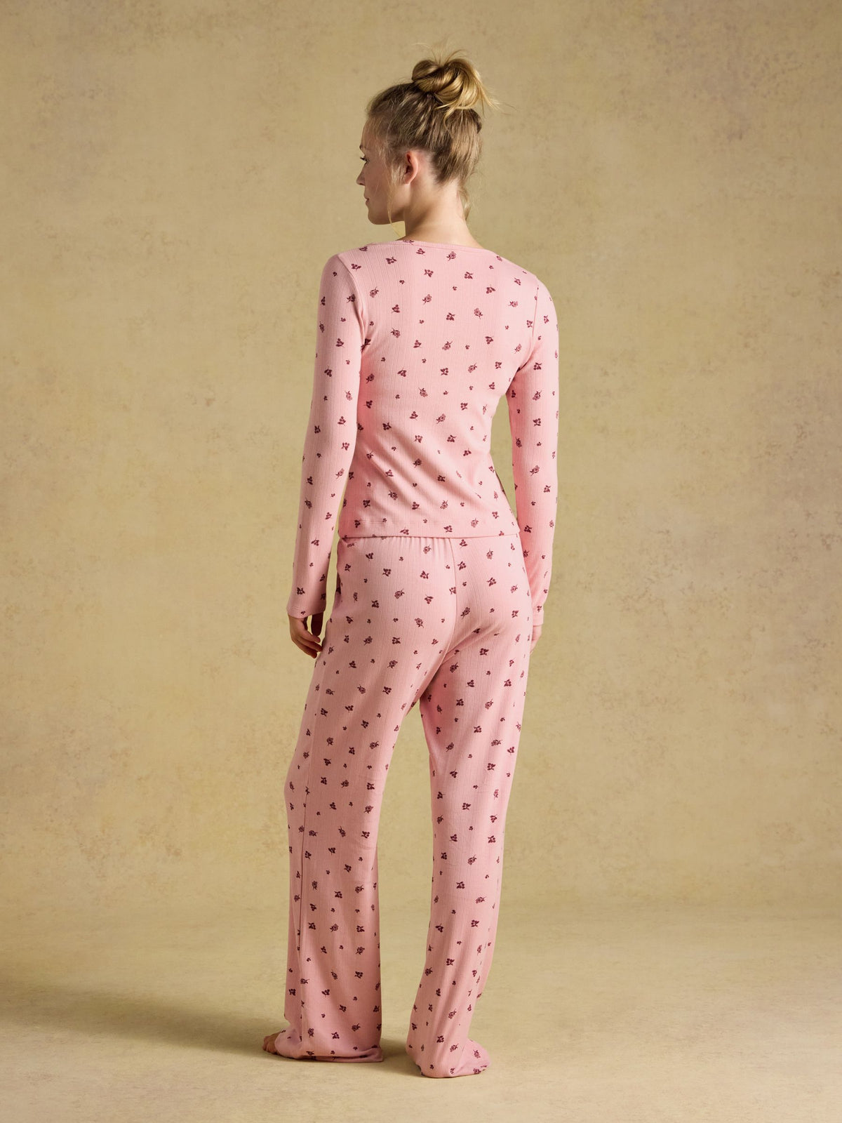 Printed Cotton Long Sleeve Pyjama Set - Pink Floral