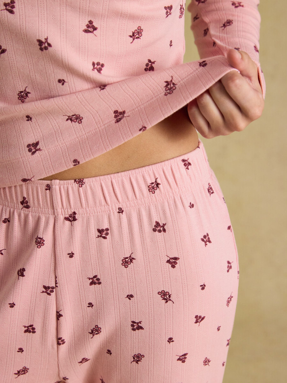 Printed Cotton Long Sleeve Pyjama Set - Pink Floral