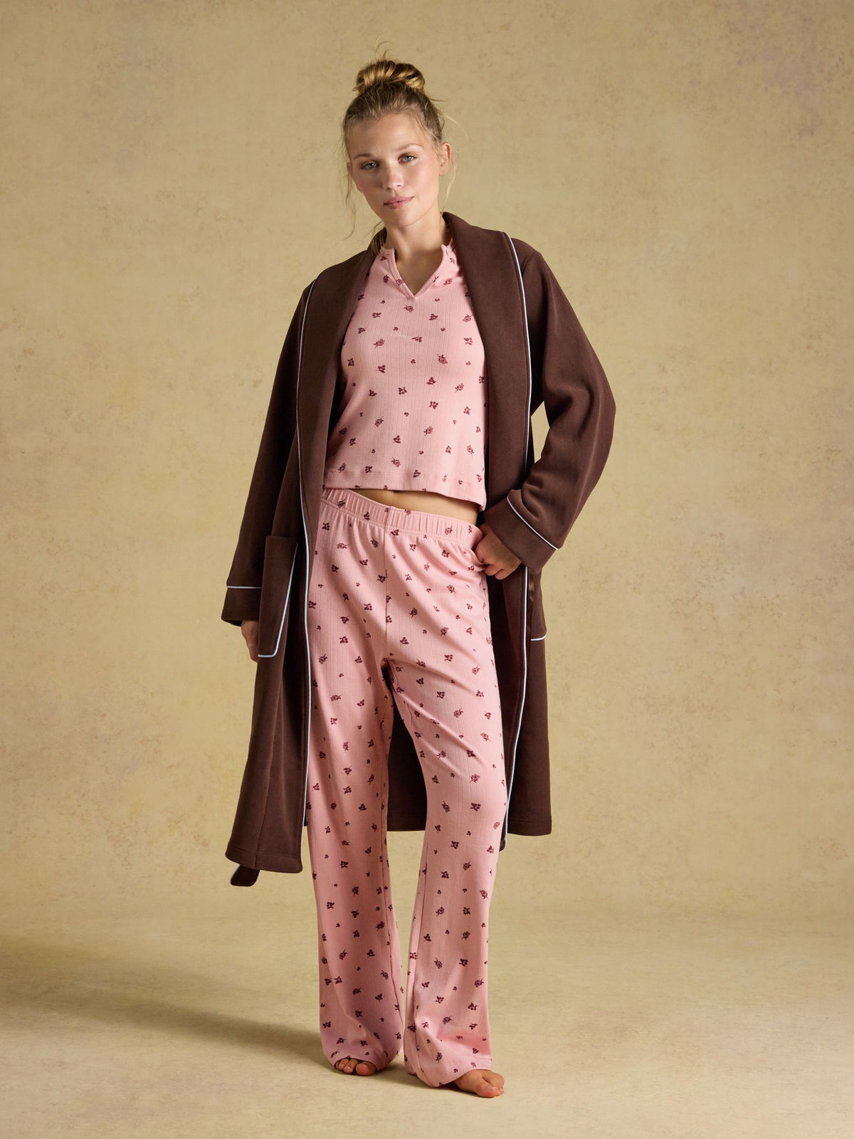 Printed Cotton Long Sleeve Pyjama Set - Pink Floral