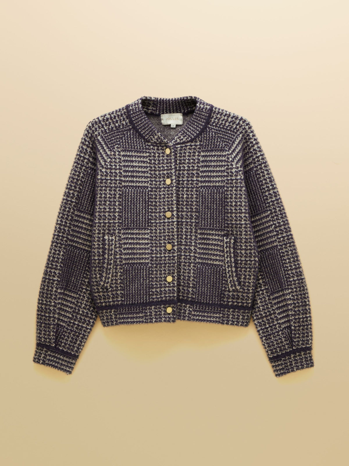 Soft Touch Patterned Knitted Jacket - Navy