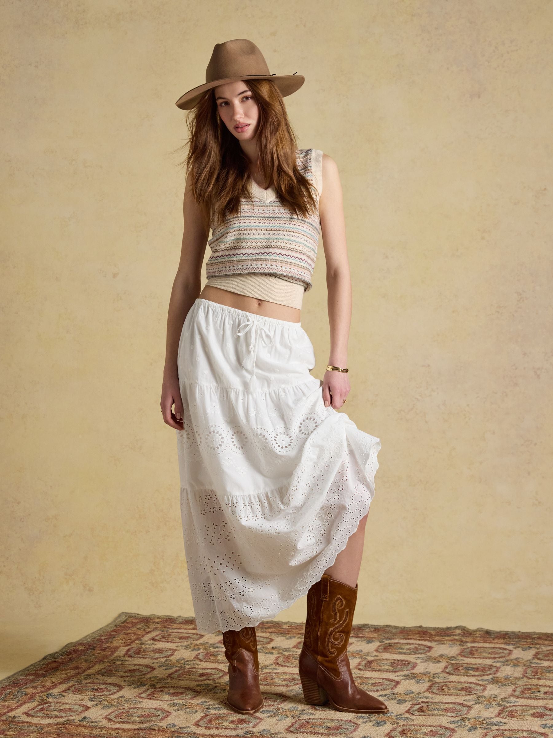 Oat Cotton Rich V-Neck Knitted Vest