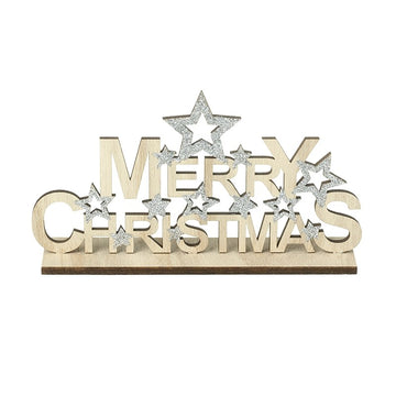 MERRY CHRISTMAS WOODEN PLAQUE WITH STARS