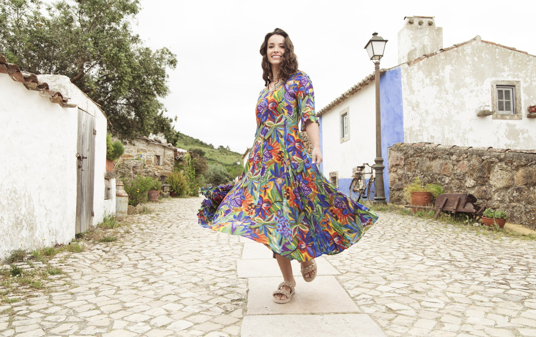Zapallar Godet Short Sleeve Dress