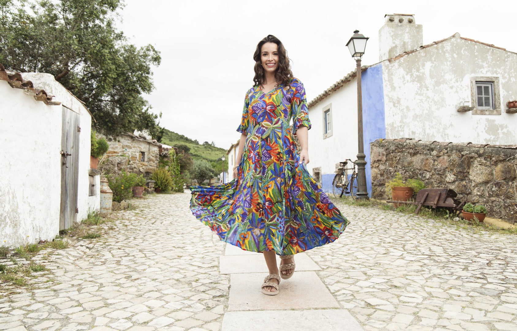 Zapallar Godet Short Sleeve Dress