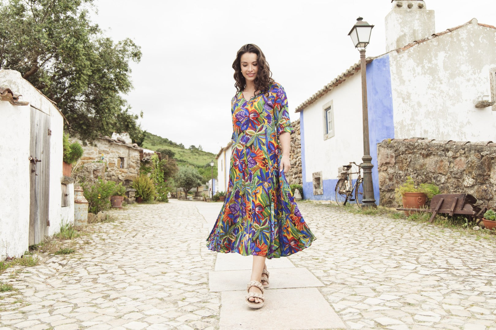 Zapallar Godet Short Sleeve Dress