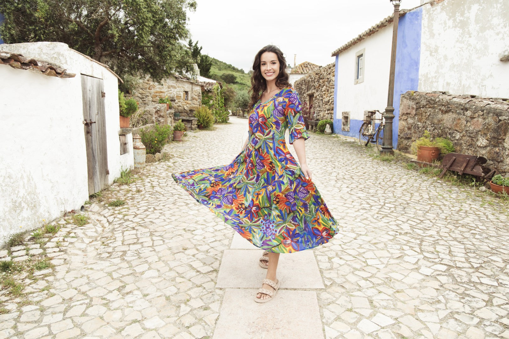 Zapallar Godet Short Sleeve Dress