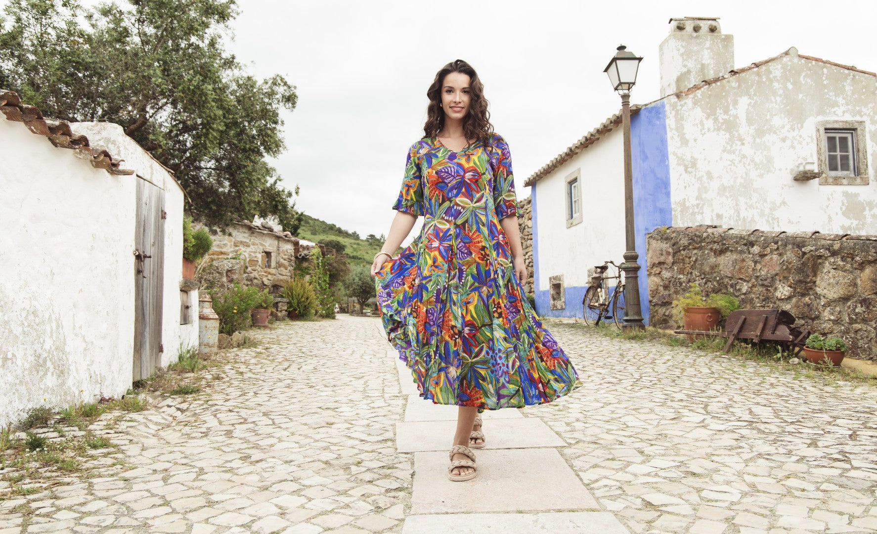 Zapallar Godet Short Sleeve Dress