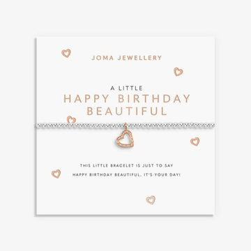 A Little 'Happy Birthday Beautiful' Bracelet in Silver and Rose Gold Plating - RUTHERFORD & Co