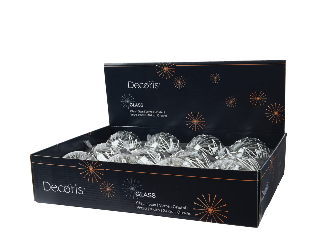 Decoris Decorated Glass Christmas Bauble Transparent - Assorted
