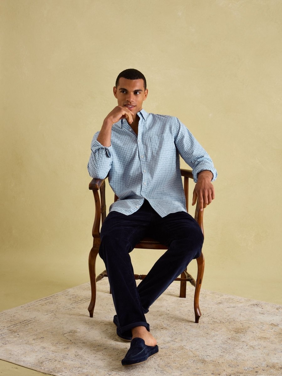Abbott Blue Cotton Poplin Shirt - RUTHERFORD & Co