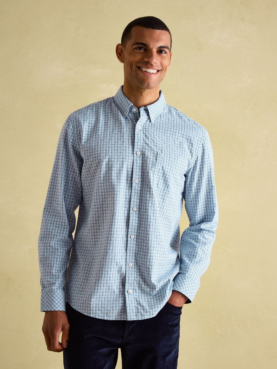 Abbott Blue Cotton Poplin Shirt - RUTHERFORD & Co