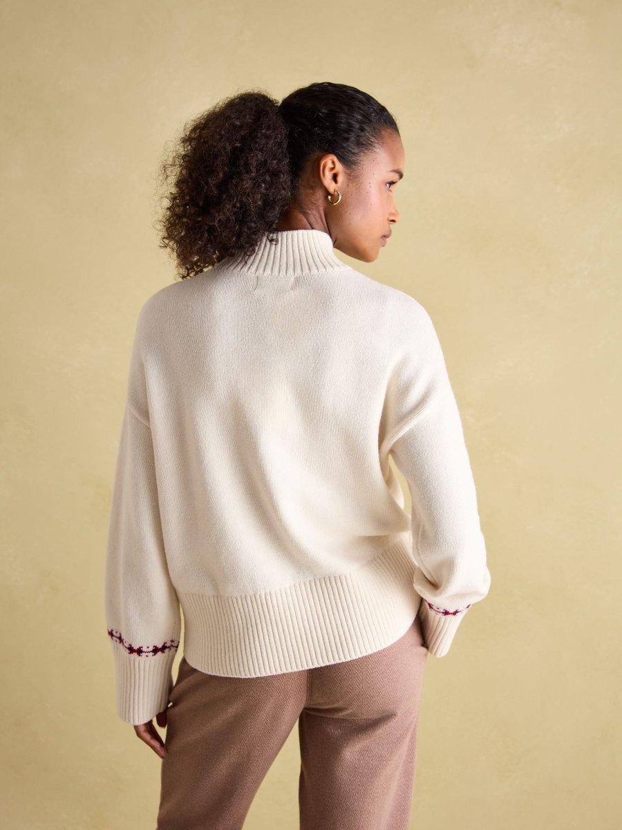 Abigail Cream High Neck Intarsia Ski Jumper - RUTHERFORD & Co