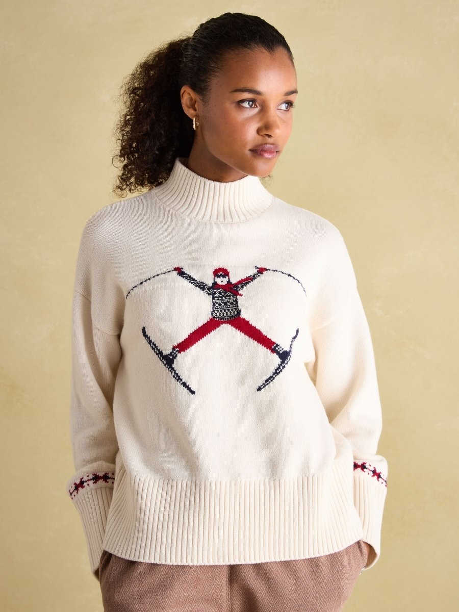 Abigail Cream High Neck Intarsia Ski Jumper - RUTHERFORD & Co