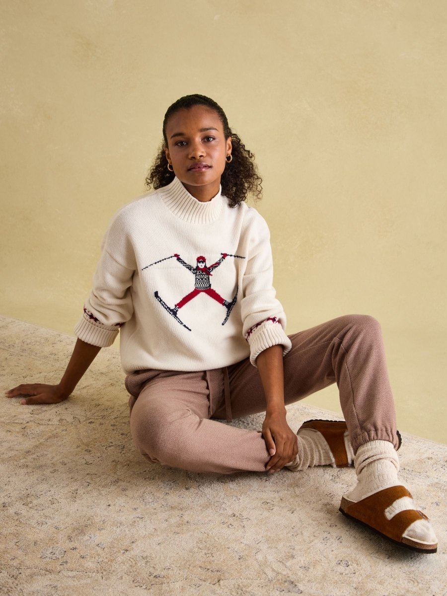 Abigail Cream High Neck Intarsia Ski Jumper - RUTHERFORD & Co