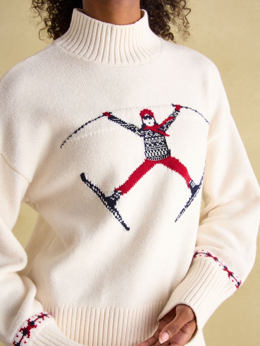 Abigail Cream High Neck Intarsia Ski Jumper - RUTHERFORD & Co