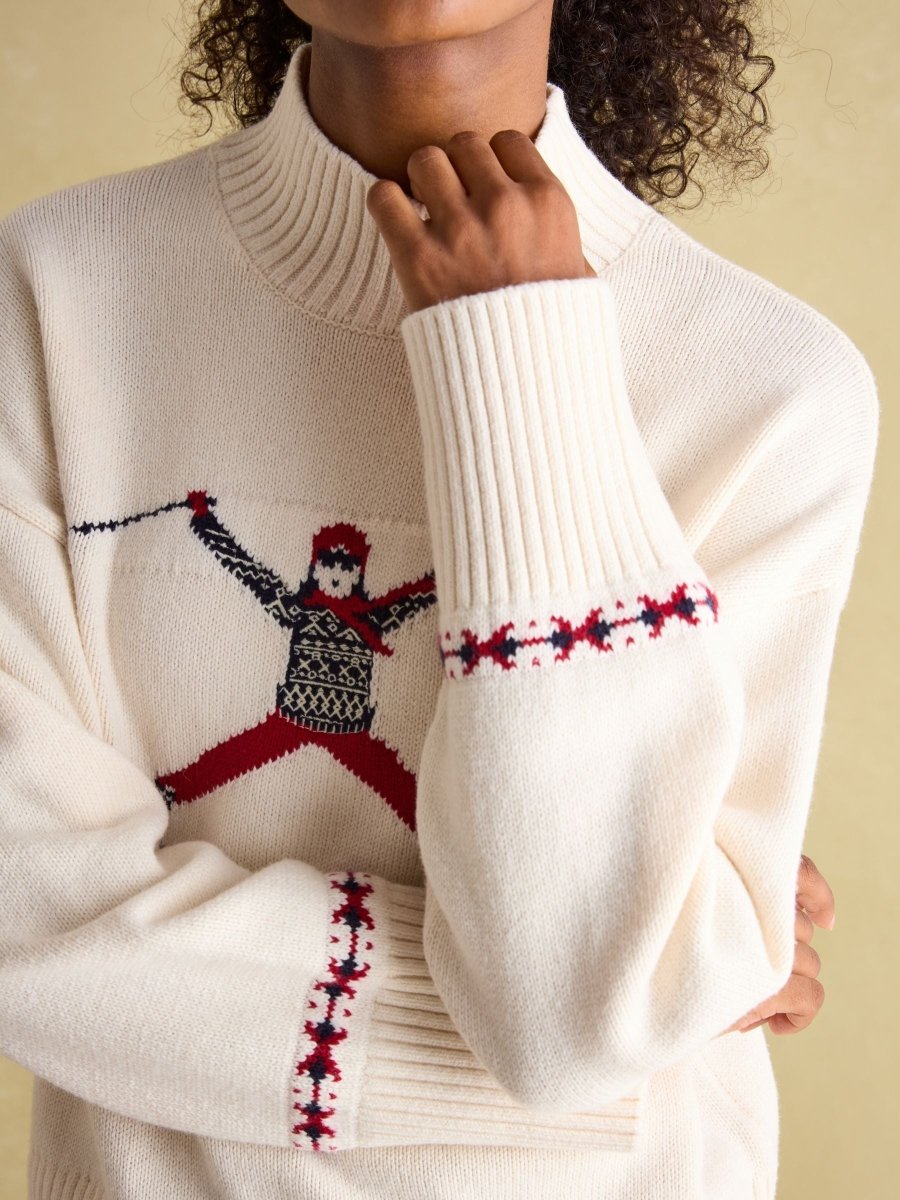 Abigail Cream High Neck Intarsia Ski Jumper - RUTHERFORD & Co