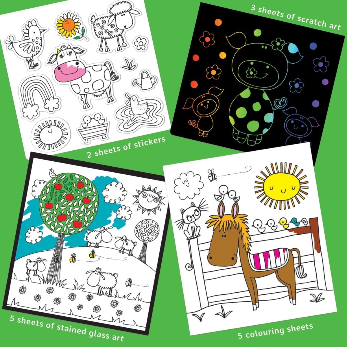 Activity Book with Scratch Art & Stickers - On The Farm - RUTHERFORD & Co
