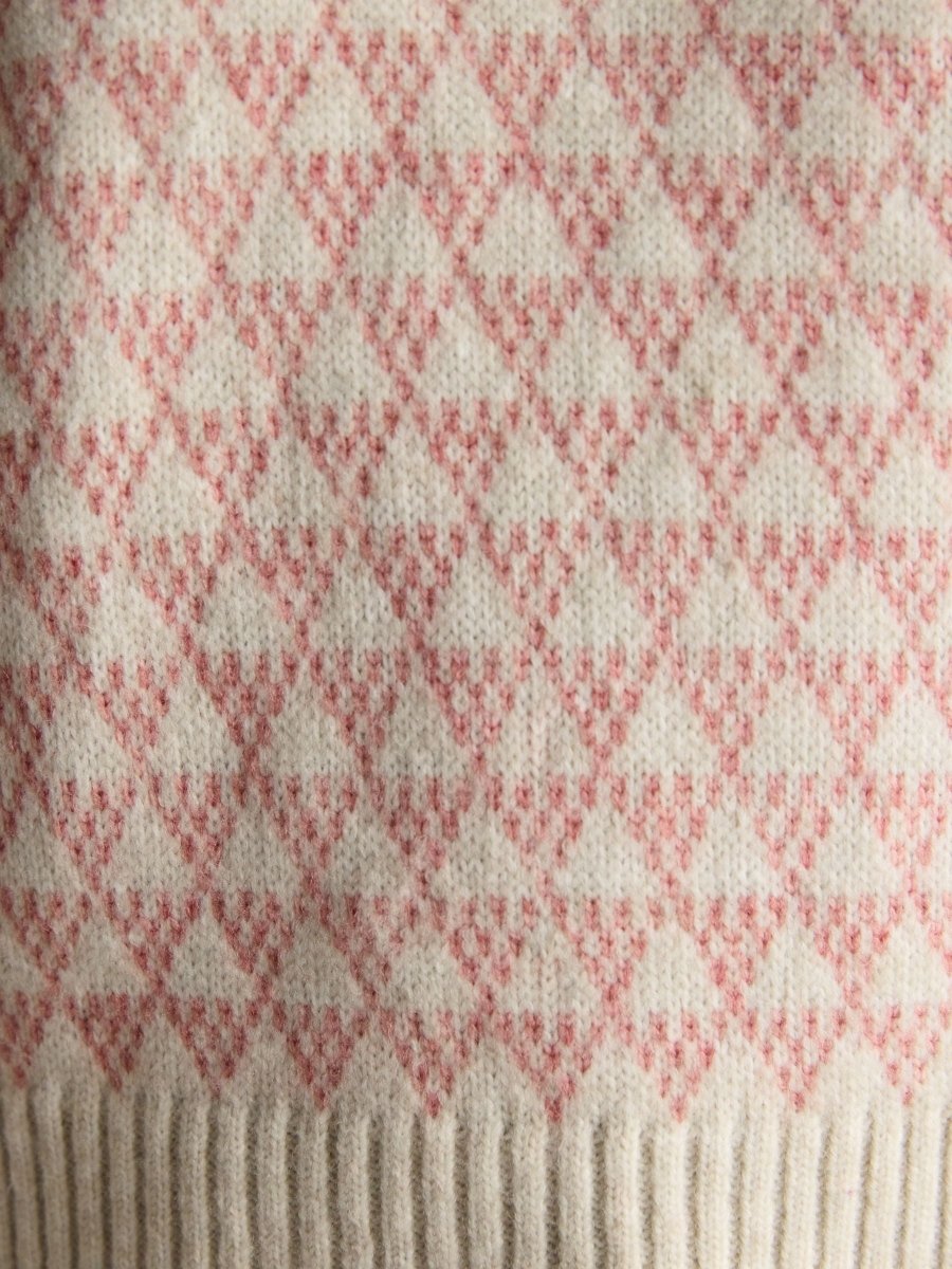 Addison Pink & Cream Patterned Knitted Jumper with Detachable Roll Neck - RUTHERFORD & Co