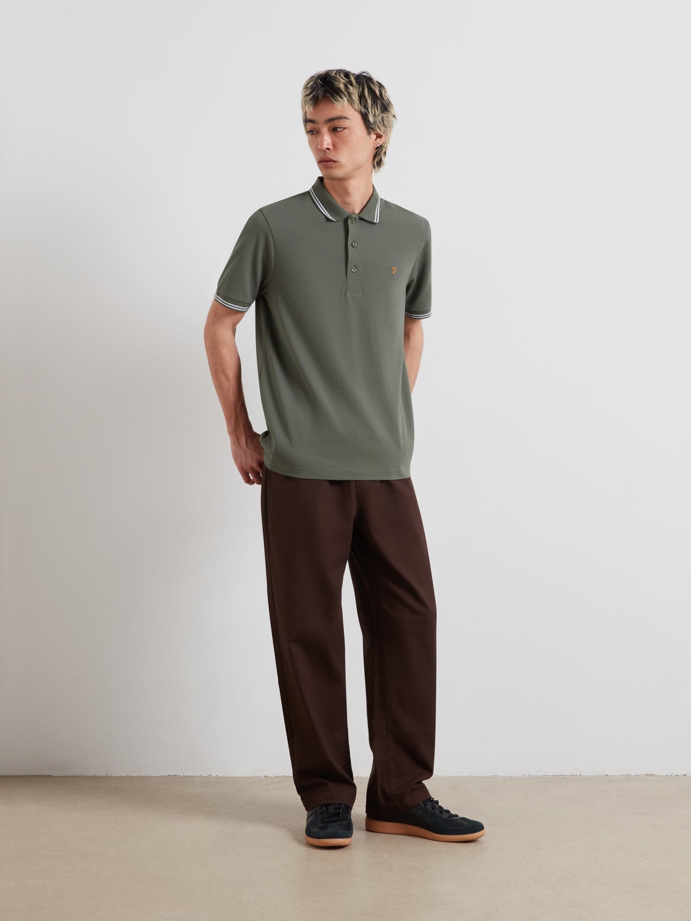 Bowes Tipped Polo Shirt In Rosemary