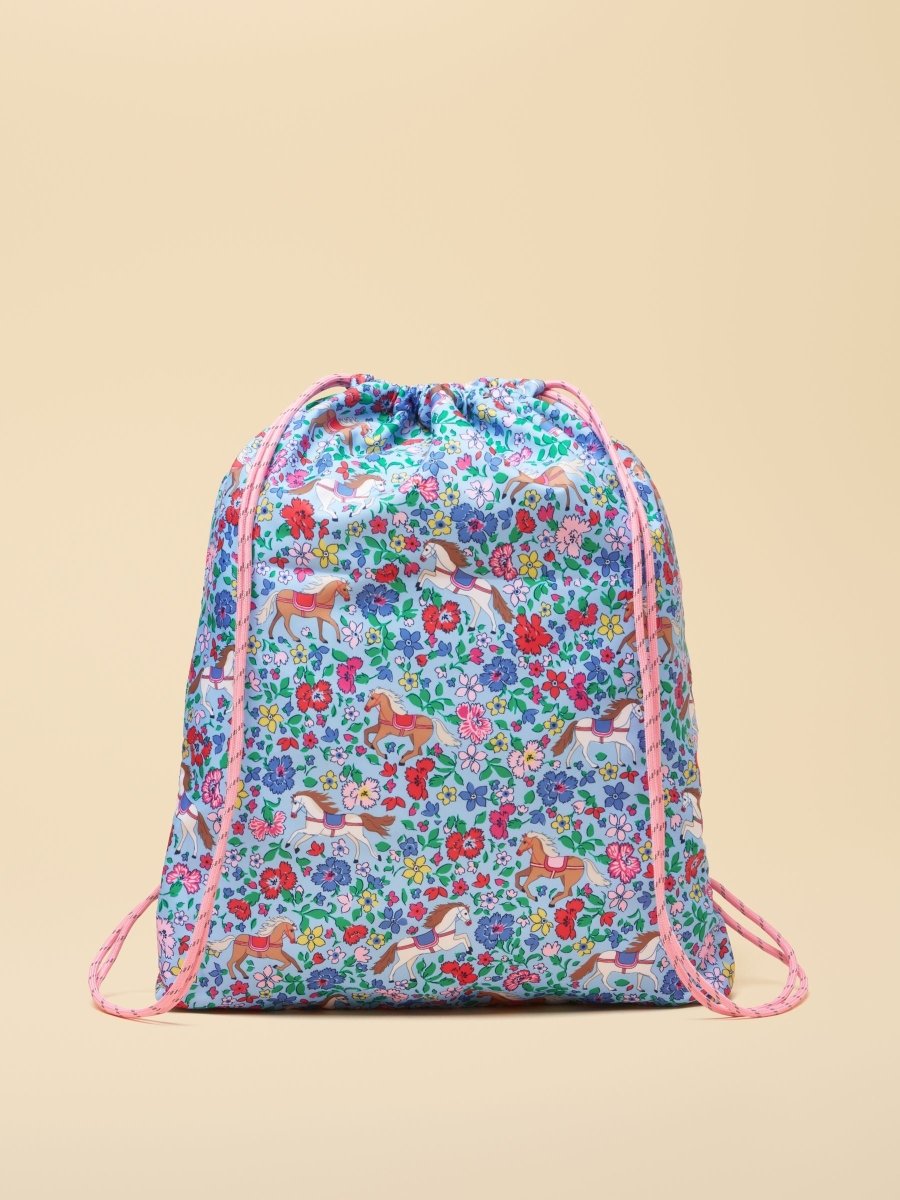 Adventurer Blue Horse Printed Drawstring Bag - RUTHERFORD & Co