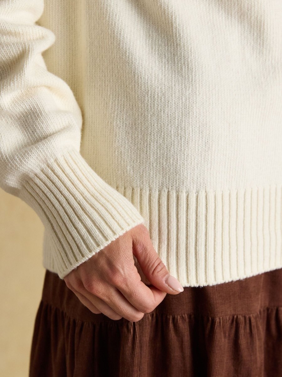 Alba Cream Fair Isle High Neck Cotton - Blend Jumper - RUTHERFORD & Co