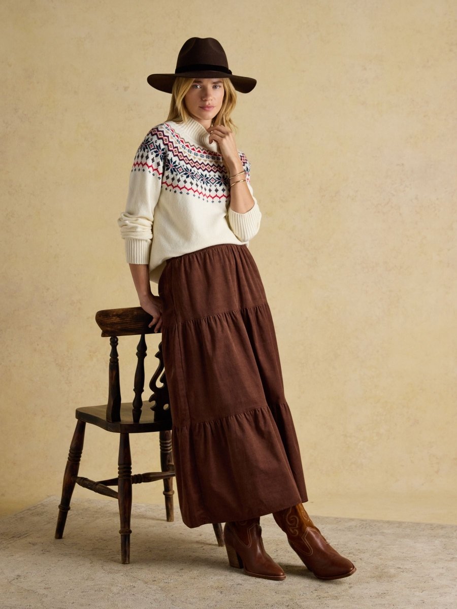 Alba Cream Fair Isle High Neck Cotton - Blend Jumper - RUTHERFORD & Co