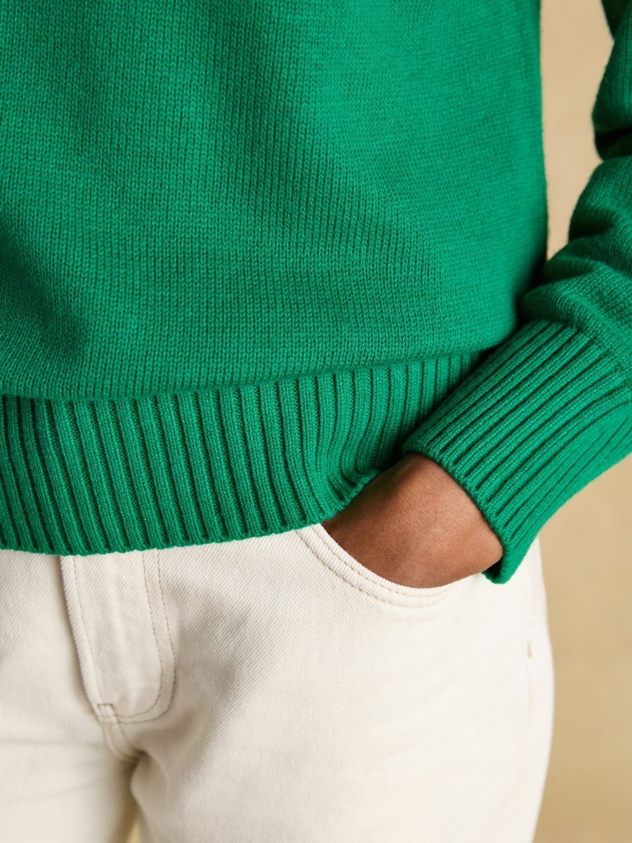 Alba Green Fair Isle High Neck Cotton - Blend Jumper - RUTHERFORD & Co