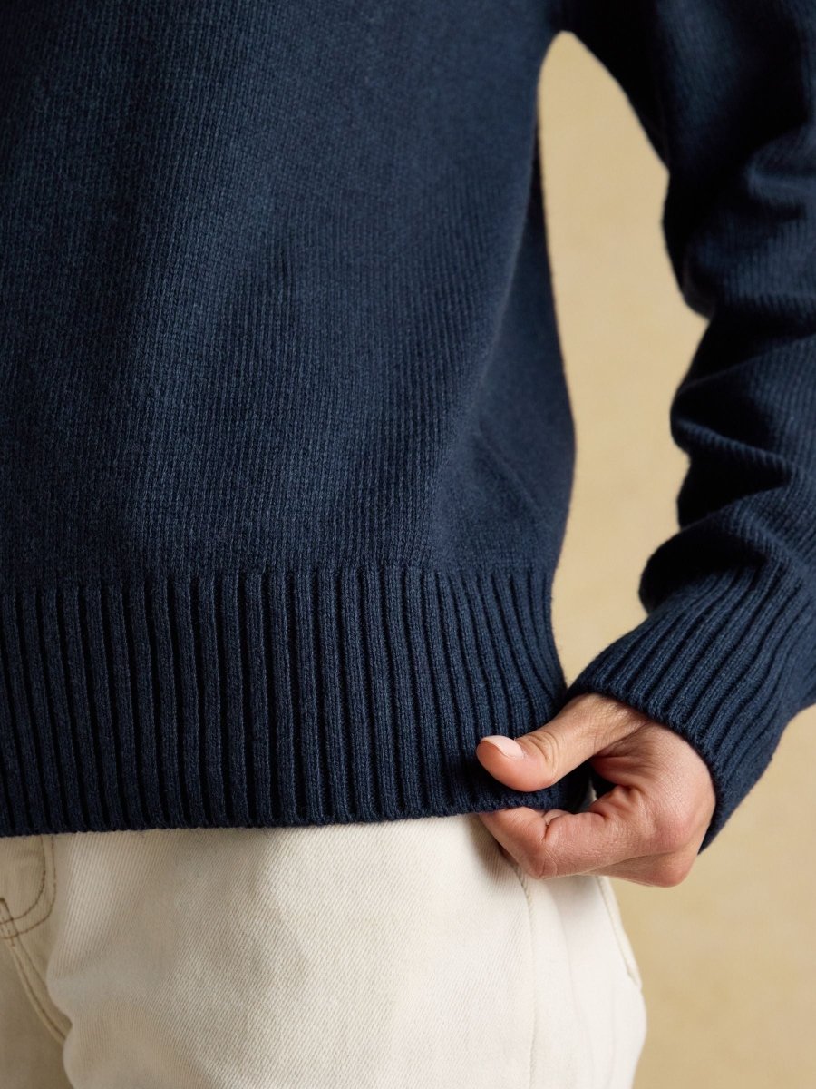 Alba Navy Fair Isle High Neck Cotton - Blend Jumper - RUTHERFORD & Co