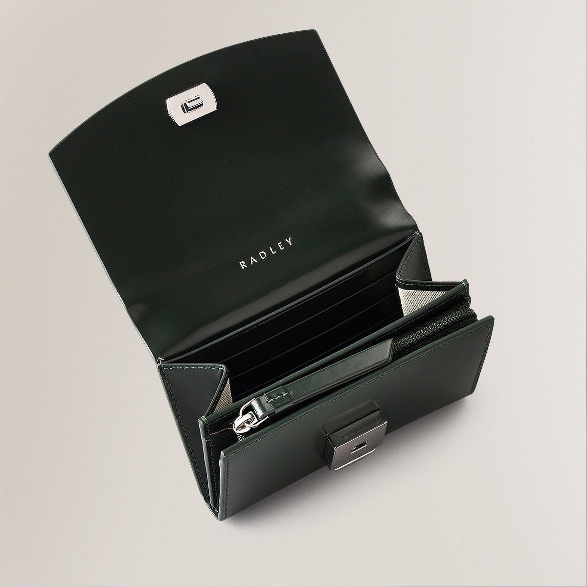 Albert Road Leather Medium Flapover Wallet In Racing Green - RUTHERFORD & Co