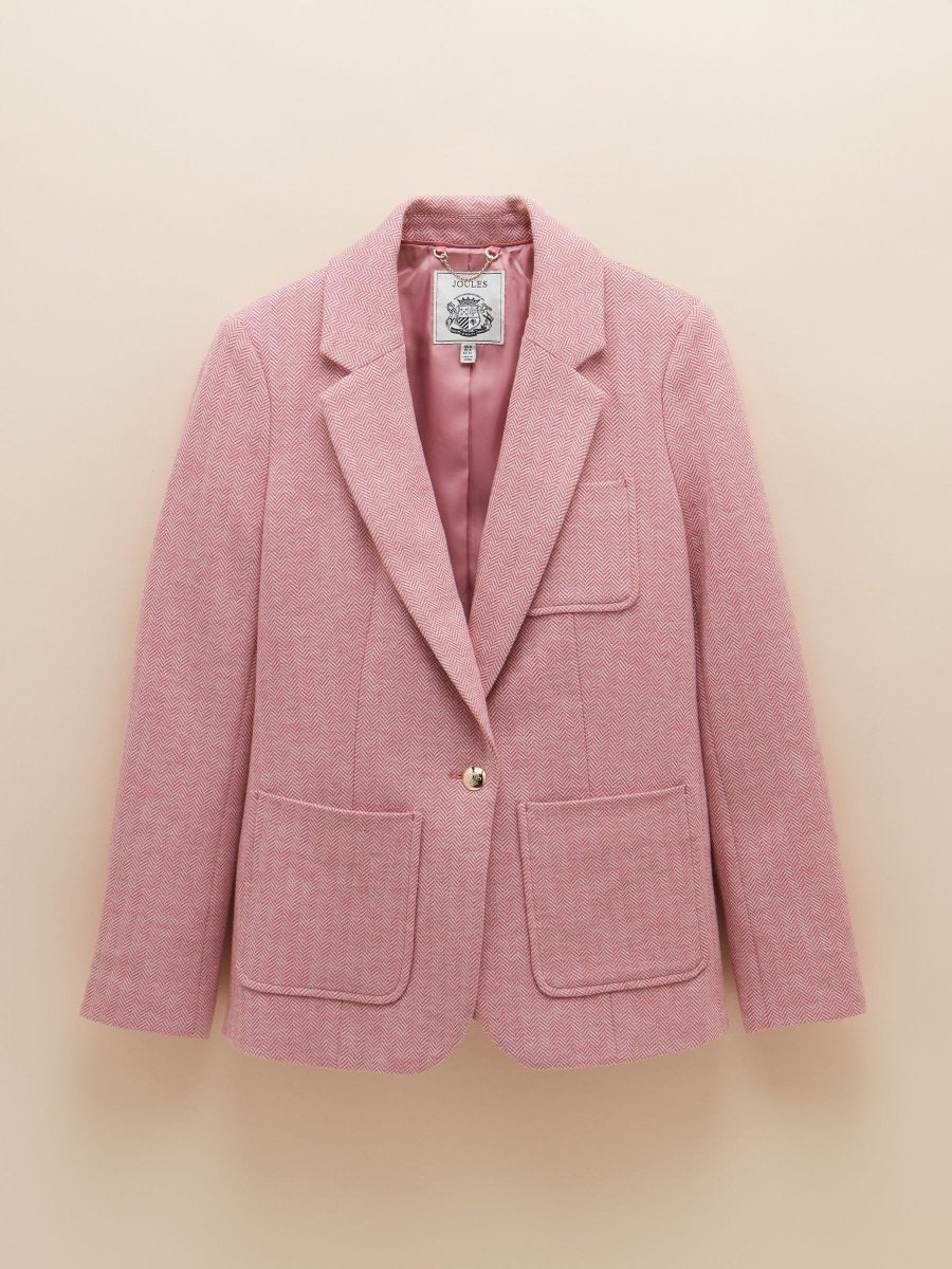 Albury Pink Herringbone Jersey Tweed Blazer - RUTHERFORD & Co