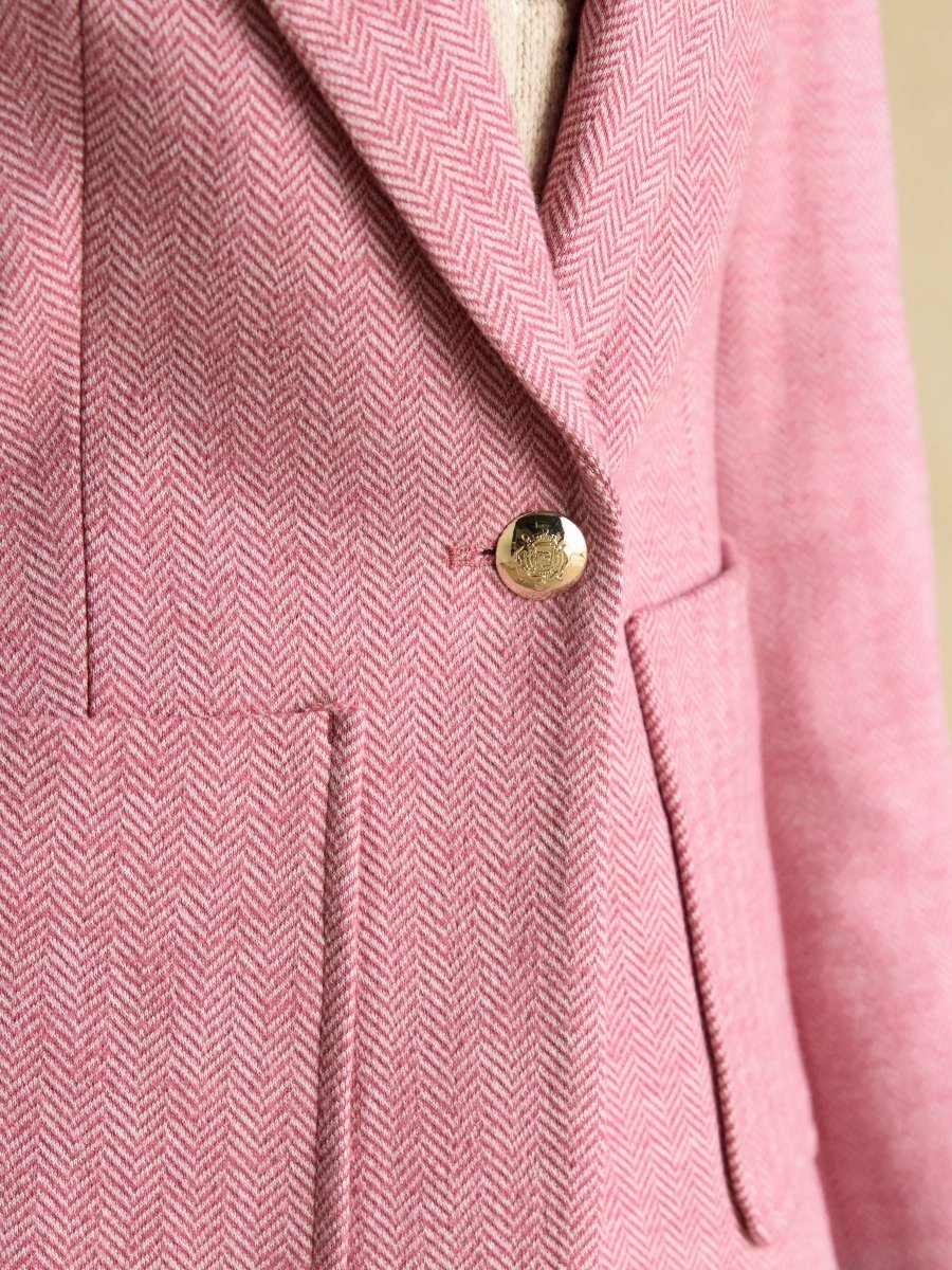 Albury Pink Herringbone Jersey Tweed Blazer - RUTHERFORD & Co