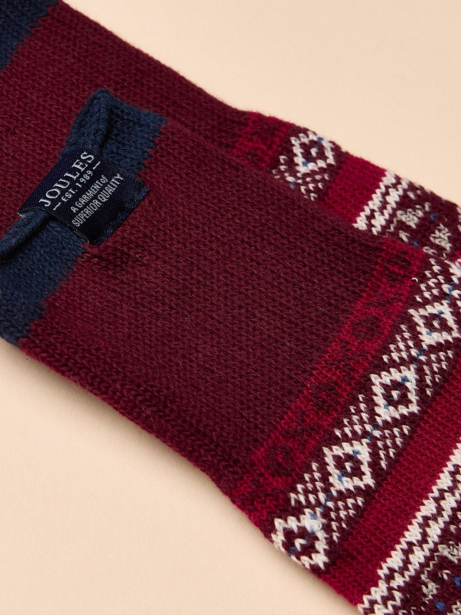 Alby Berry Red Fair Isle Socks - RUTHERFORD & Co