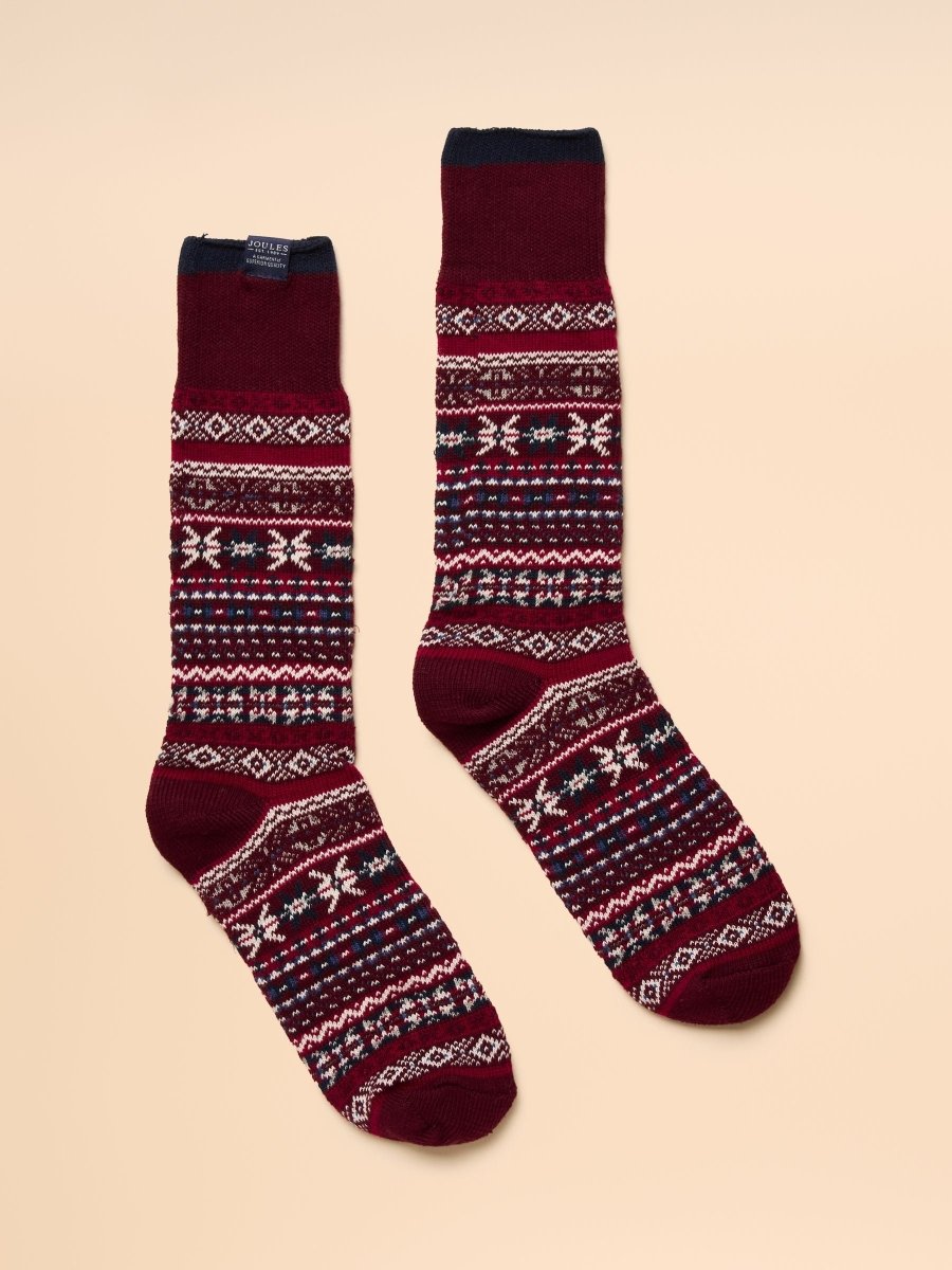 Alby Berry Red Fair Isle Socks - RUTHERFORD & Co